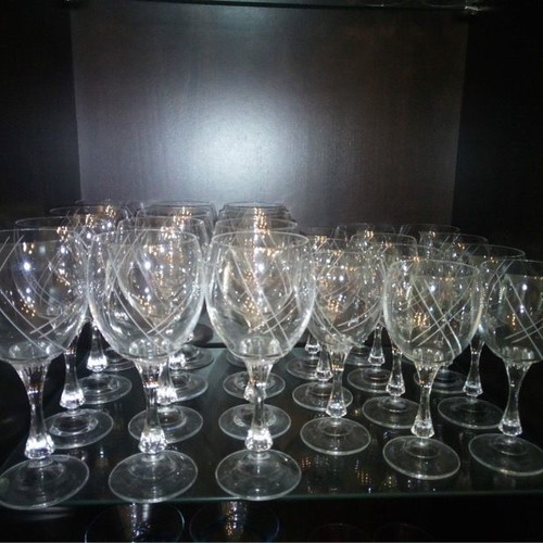 Crystal wine glasses like new, set of 24, hand-engraved