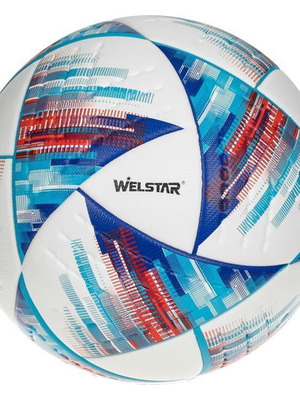 Soccer Ball New No.5 White with Blue and Red Designs