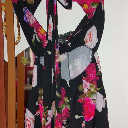 Multifunctional satin one-piece with shorts used, floral