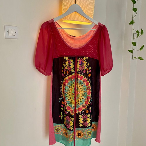 Custo Barcelona dress used, fuchsia, silk-cotton blend