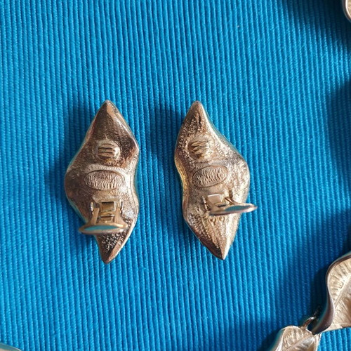 Vintage 80s set necklace and clip earrings Maxine Denker like new, gold tone