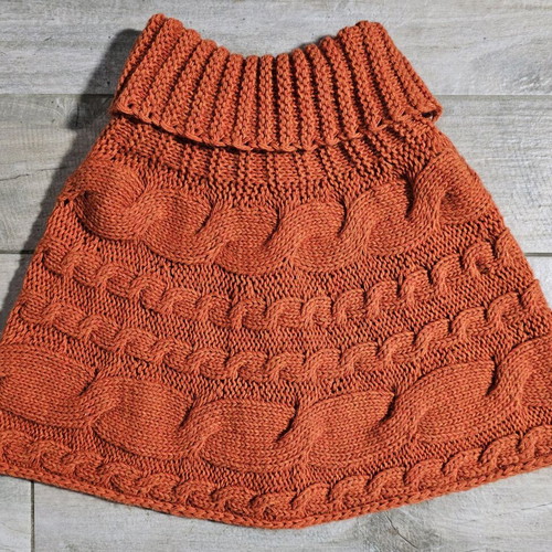 Knitted bolero orange like new with thick cable knit and large collar