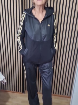 Adidas tracksuit like new, luxury shiny fabric, black, size M