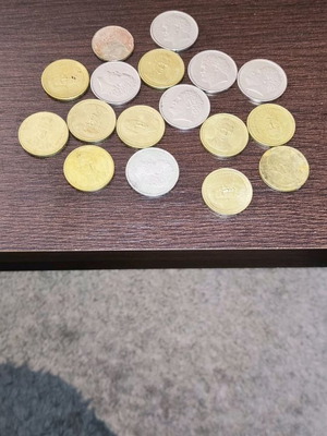 Coins used, pack of 17, 20 drachmas, 10 drachmas and taliro