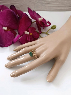 Adjustable 14K ring with African jade chips