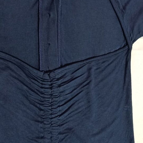 BSB fitted shirt with open back and ruffle sleeves, size S, blue