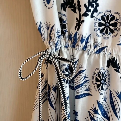 H&M Linen Summer Dress Like New, White and Blue