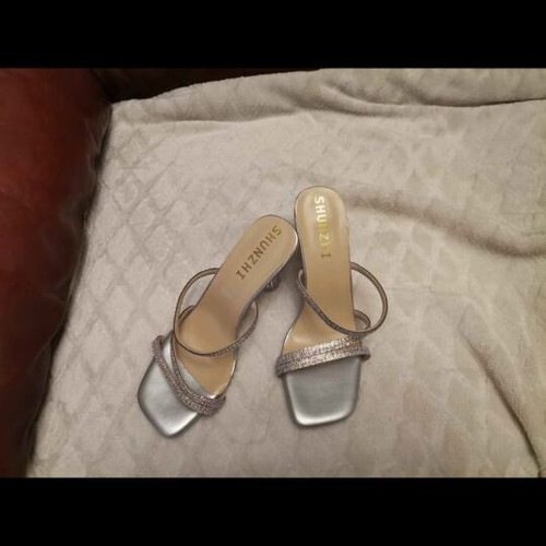 Silver heels like new, size 39