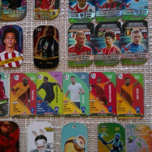 Set of 71 used metal tags from football collections