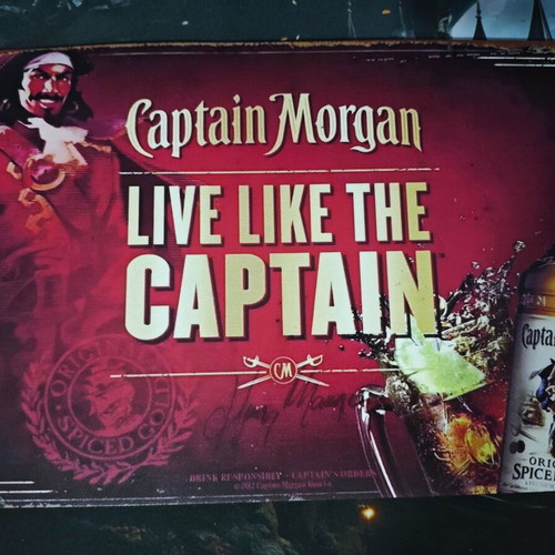 Captain Morgan metal sign “Live Like The Captain” like new