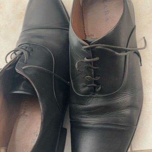 Zara leather shoes black, almost like new, size 45