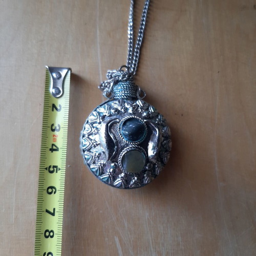 Vintage Perfume Bottle Pendant with Semi-Precious Stones used