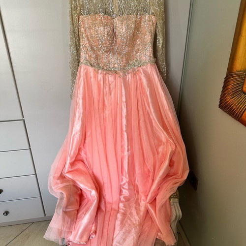Krystal Dream Dress new, salmon tulle with crystal embroidery