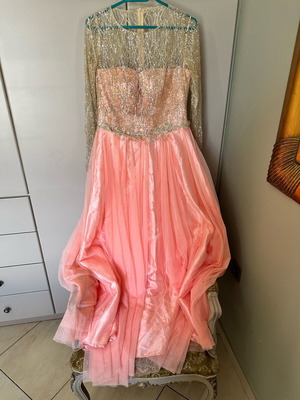 Krystal Dream Dress new, salmon tulle with crystal embroidery