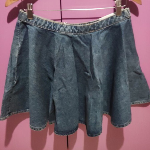 Mango Flared Denim Mini Skirt Medium, New