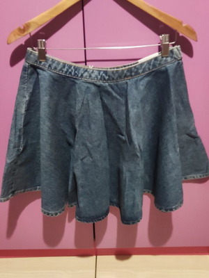 Mango Flared Denim Mini Skirt Medium, New
