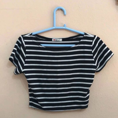 Striped crop top small, dark blue and white, like new