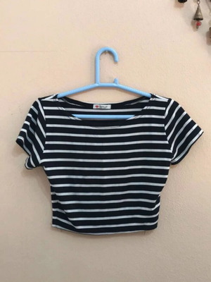 Striped crop top small, dark blue and white, like new