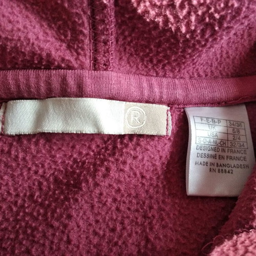 Fleece jacket with hood used, pink, La Redoute Collections XS