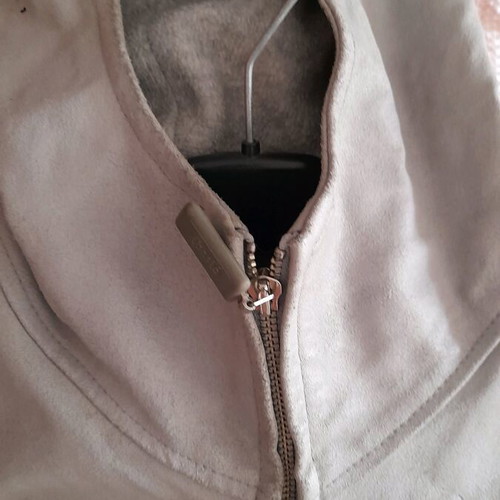 Zara leather jacket with fleece lining and hood used, gray