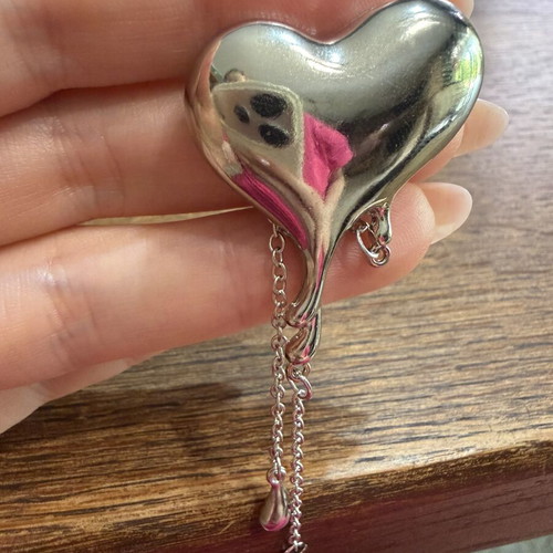 Heart brooch large, new, silver steel