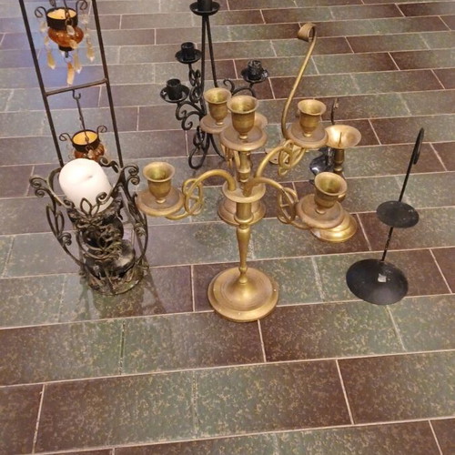 Candlesticks and lamp bases used, pack of 9 old pieces