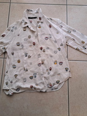 Zara shirt with patterns, like new, beige-cream, size XS