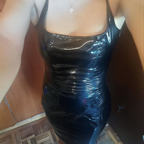 NAANAA Black Patent Vinyl Mini Dress New With Tags