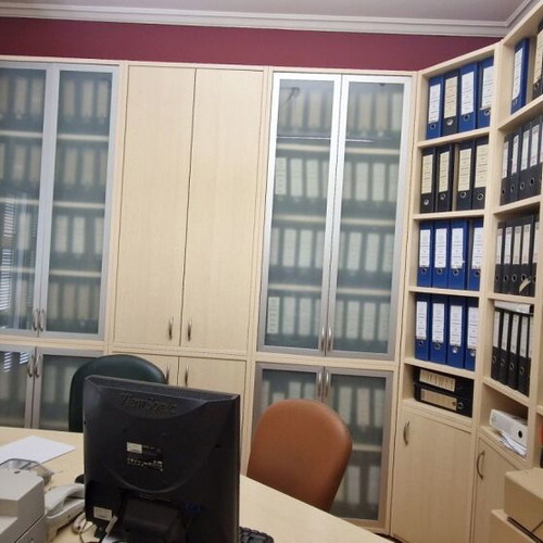 Office equipment used, 25 bookshelves and 11 desks
