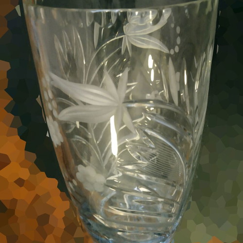Crystal Antique Engraved Vase Like New