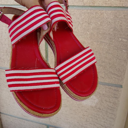 Voi & Noi sandals size 38 used, white and red platform