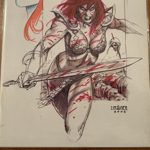 Red Sonja #1 Comic with Original Sketch by J.M.Linsner new