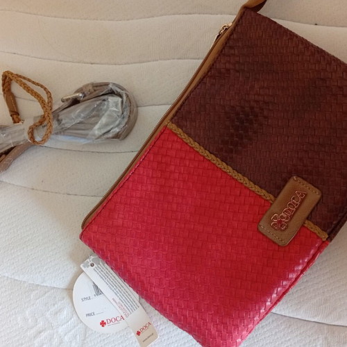 Doca shoulder bag new, spacious brown and red