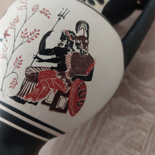 Handmade ceramic decorative vase 15 cm vintage 1980s made in Greece