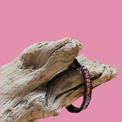 Macrame bracelet like new, handmade, black and pink