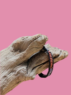 Macrame bracelet like new, handmade, black and pink