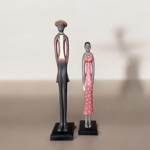 Set of decorative wooden couple figures new, 2 pieces