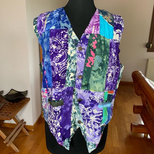 Vintage unisex vest 90s, new, boho style patchwork
