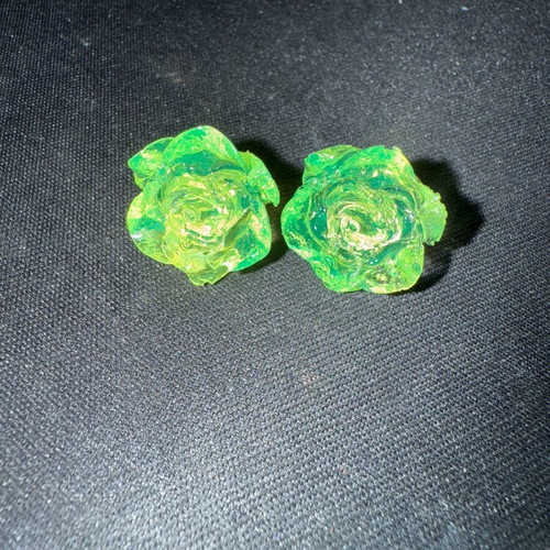 Roses neon earrings new, handmade, green
