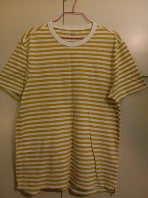Gap men's striped t-shirt large like new, ochre-white