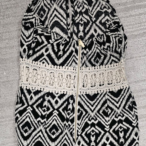Summer one-piece like new with knitting and geometric patterns