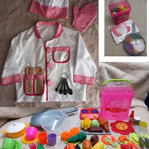 Cooking outfit and kitchen toys used, for ages 8-10