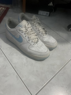 Nike Air Force 1 White Light Blue size 45 like new with Anti-Creasers