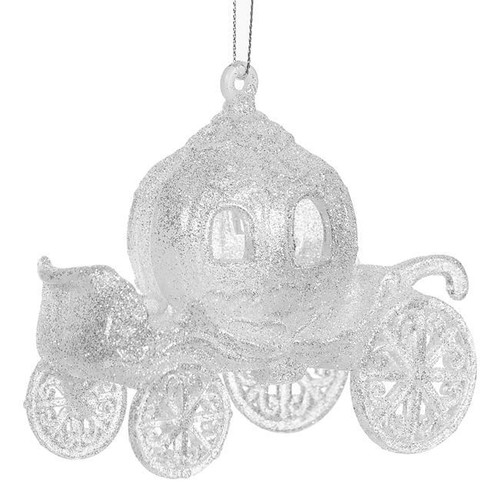 Christmas tree ornament white iridescent glitter carriage