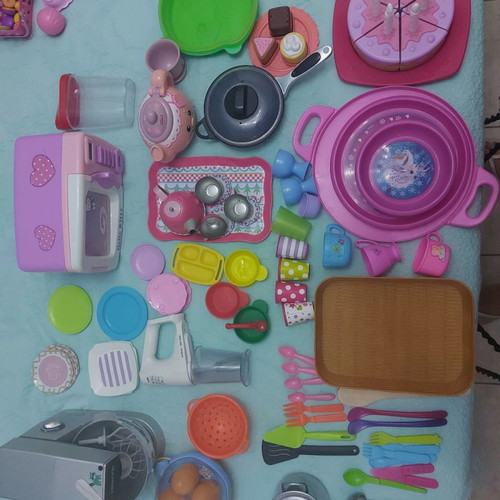 Smoby mini Tefal kitchen used with various kitchen accessories