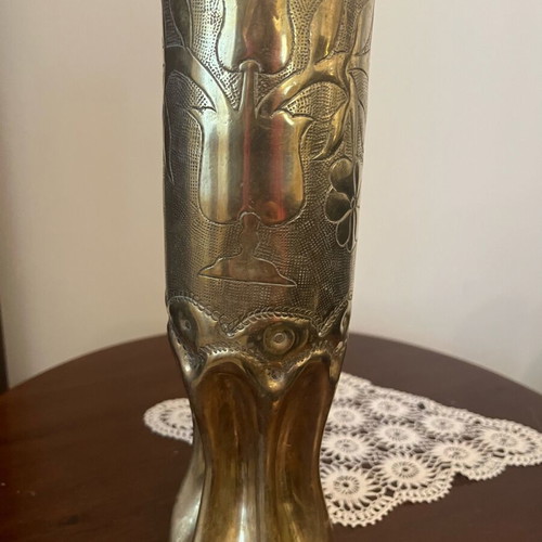 Brass vase trench art from 75mm shell casing used
