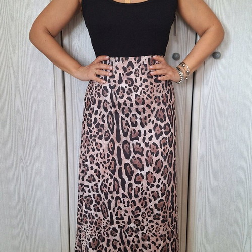 One-piece dress black and animal print new
