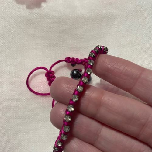 Fuchsia hand bracelet used with rhinestones and adjustable strap