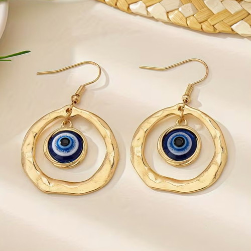 Eye earrings new with gold geometric design and protection symbol
