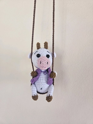 Χειροποίητη πλεκτή αγελάδα σαν καινούργια, διακοσμητικό αυτοκινήτου